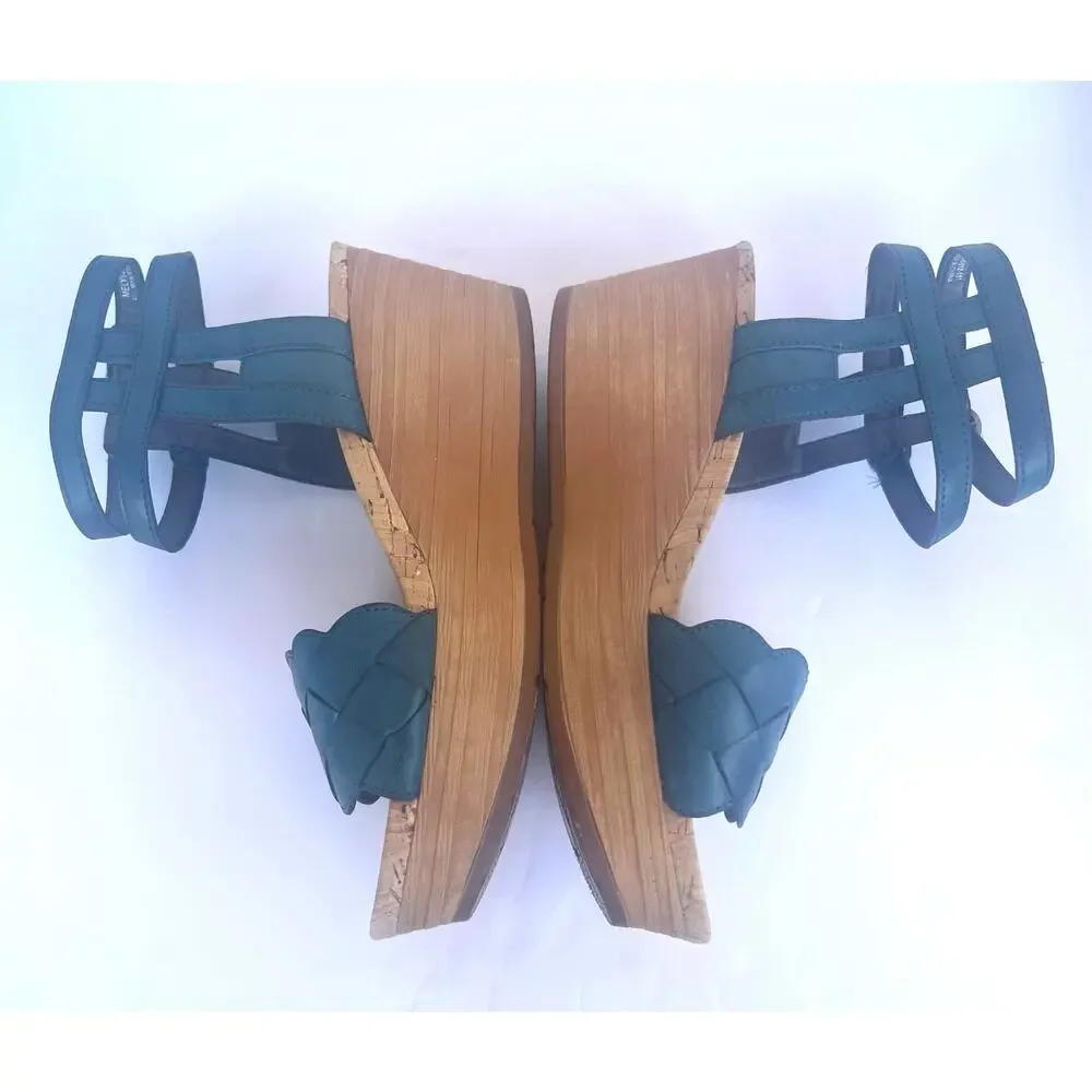 Baretraps Melyssa Blue Vegan Double Ankle Strap‎ Platform Comfort Sandals 7.5